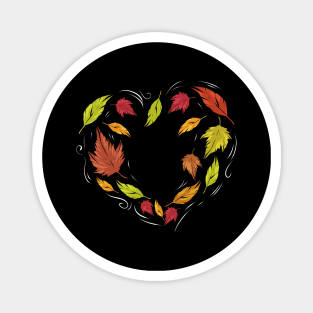 Autumn Leaves Forming Heart For Thanksgiving Magnet